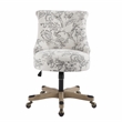 Linon Sinclair Wood Base Adjustable Rolling Office Chair in Floral Gray Fabric