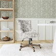 Linon Sinclair Wood Base Adjustable Rolling Office Chair in Floral Gray Fabric