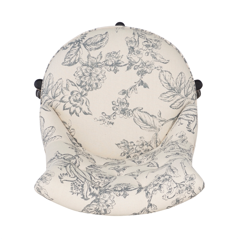 Linon Sinclair Wood Upholstered Office Chair in Floral Gray CYMX1754