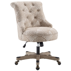 linon sinclair fabric button tufted gray wash base office swivel chair