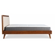Linon Moore Mid Century Upholstered Platform Queen Bed Frame in Brown Wood