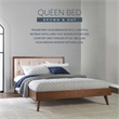 Linon Moore Mid Century Upholstered Platform Queen Bed Frame in Brown Wood
