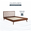 Linon Moore Mid Century Upholstered Platform Queen Bed Frame in Brown Wood