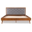 Linon Moore Mid Century Upholstered Platform King Bed Frame in Brown Wood