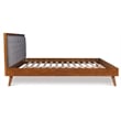Linon Moore Mid Century Upholstered Platform King Bed Frame in Brown Wood