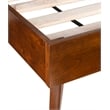 Linon Moore Mid Century Upholstered Platform King Bed Frame in Brown Wood