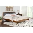 Linon Moore Mid Century Upholstered Platform King Bed Frame in Brown Wood
