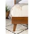 Linon Moore Mid Century Upholstered Platform King Bed Frame in Brown Wood