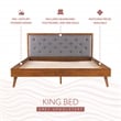Linon Moore Mid Century Upholstered Platform King Bed Frame in Brown Wood