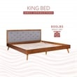 Linon Moore Mid Century Upholstered Platform King Bed Frame in Brown Wood