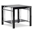 Linon Dart Steel End Table Top and Bottom Glass Shelves in Glossy Black