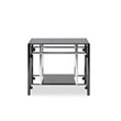 Linon Dart Steel End Table Top and Bottom Glass Shelves in Glossy Black