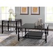 Linon Dart Steel End Table Top and Bottom Glass Shelves in Glossy Black