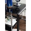 Linon Dart Steel End Table Top and Bottom Glass Shelves in Glossy Black