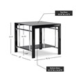 Linon Dart Steel End Table Top and Bottom Glass Shelves in Glossy Black
