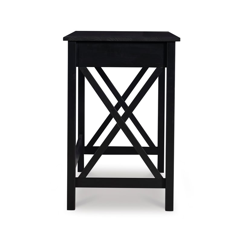 Linon Dalton Pine Wood One Drawer Laptop Desk in Black