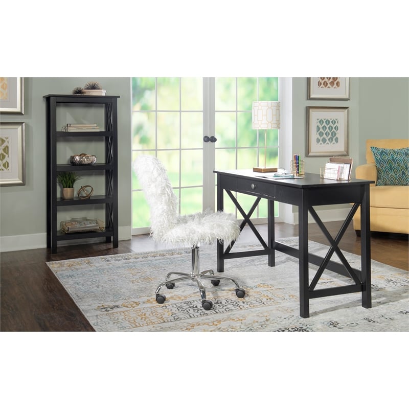 Linon Dalton Pine Wood One Drawer Laptop Desk in Black