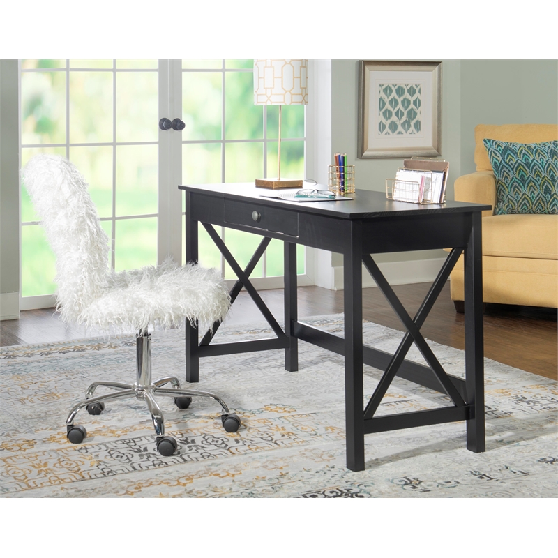 Linon Dalton Pine Wood One Drawer Laptop Desk in Black