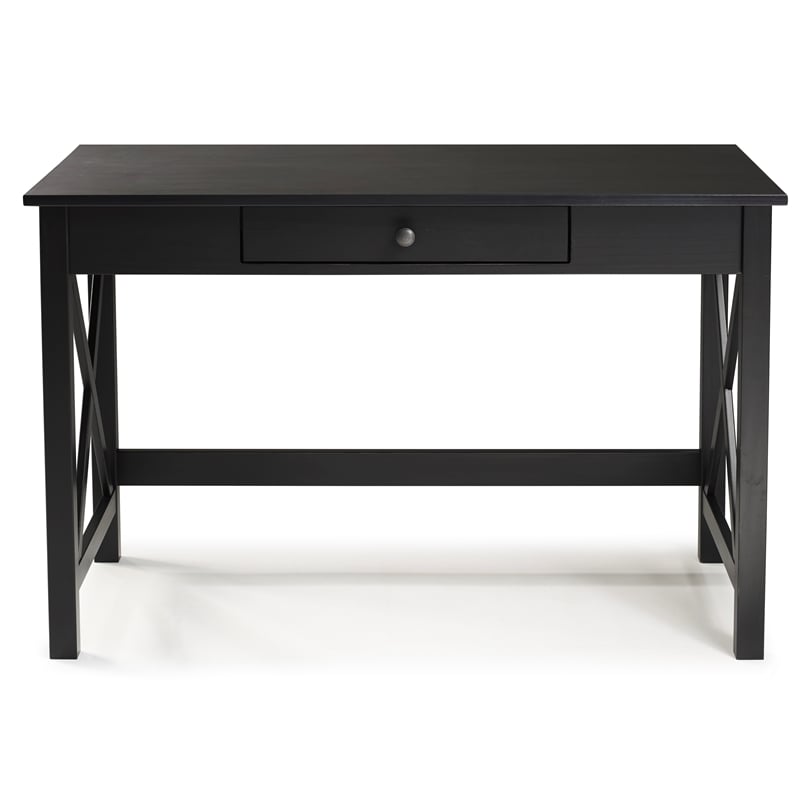 Linon Dalton Pine Wood One Drawer Laptop Desk in Black
