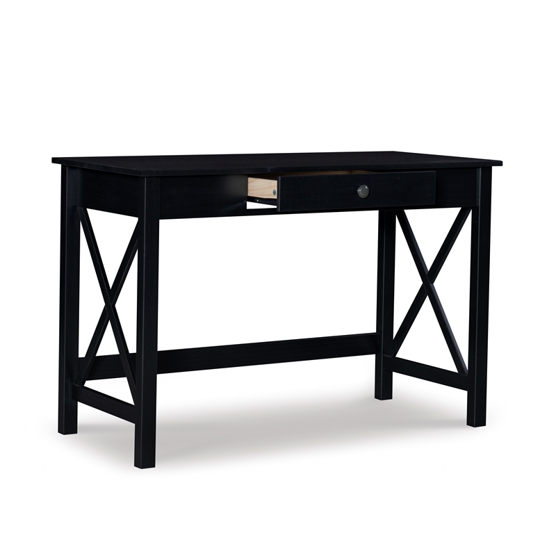 Linon Dalton Pine Wood One Drawer Laptop Desk in Black