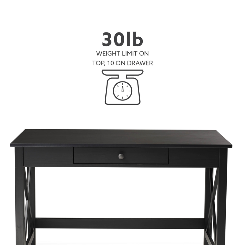 Linon Dalton Pine Wood One Drawer Laptop Desk in Black