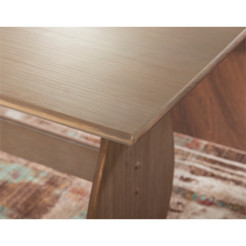 Linon Natasha Corner Nook Dining Set Neutral Upholstered Seats in Natural Wood