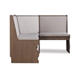 Linon Natasha Corner Nook Dining Set Neutral Upholstered Seats in Natural Wood