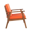 Linon Cooper Outdoor 4 Piece Wood Chat Set with Orange Cushions in Acorn Brown