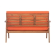 Linon Cooper Outdoor 4 Piece Wood Chat Set with Orange Cushions in Acorn Brown