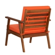 Linon Cooper Outdoor 4 Piece Wood Chat Set with Orange Cushions in Acorn Brown