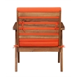 Linon Cooper Outdoor 4 Piece Wood Chat Set with Orange Cushions in Acorn Brown