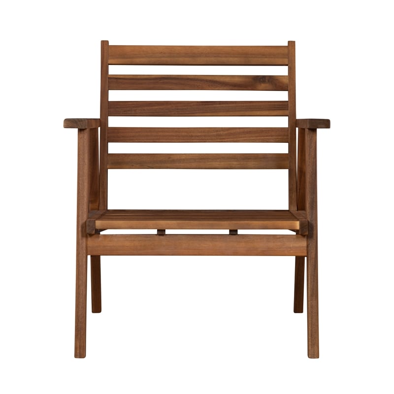 Linon Cooper Outdoor 4 Piece Wood Chat Set with Orange Cushions in Acorn Brown