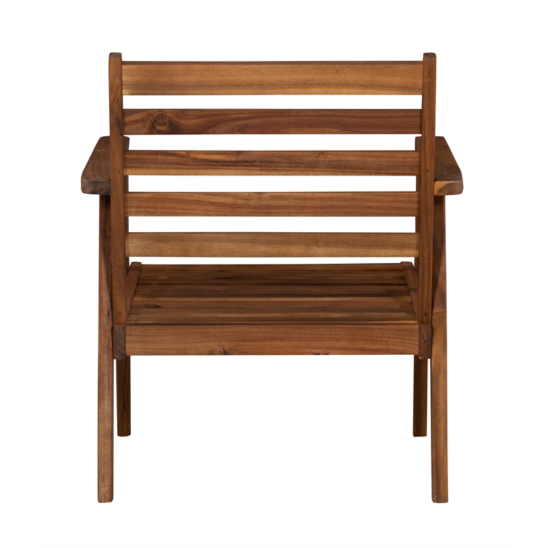 Linon Cooper Outdoor 4 Piece Wood Chat Set with Orange Cushions in Acorn Brown