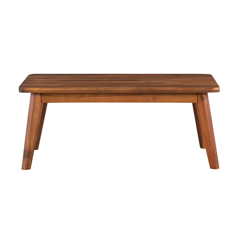 Linon Cooper Outdoor 4 Piece Wood Chat Set with Orange Cushions in Acorn Brown