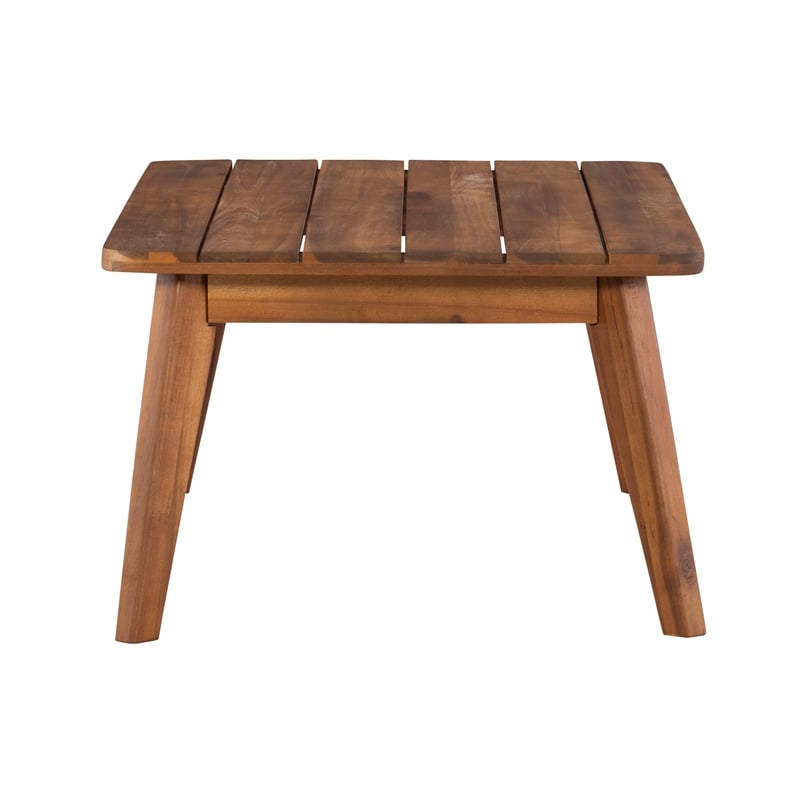 Linon Cooper Outdoor 4 Piece Wood Chat Set with Orange Cushions in Acorn Brown