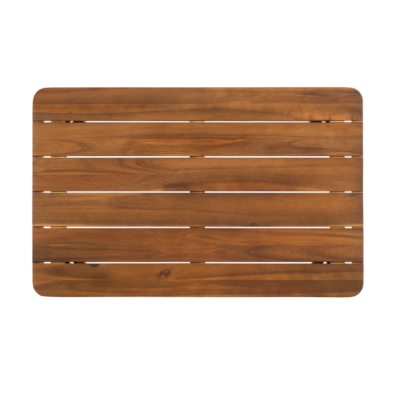 Linon Cooper Outdoor 4 Piece Wood Chat Set with Orange Cushions in Acorn Brown