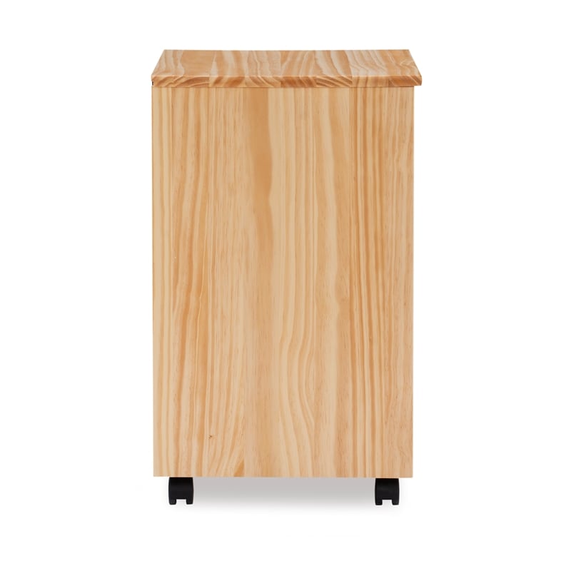 Linon Callie Six Drawer Rolling Storage Cart in Natural Brown Wood