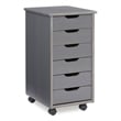 Linon Callie Six Drawer Rolling Storage Cart in Gray Wood