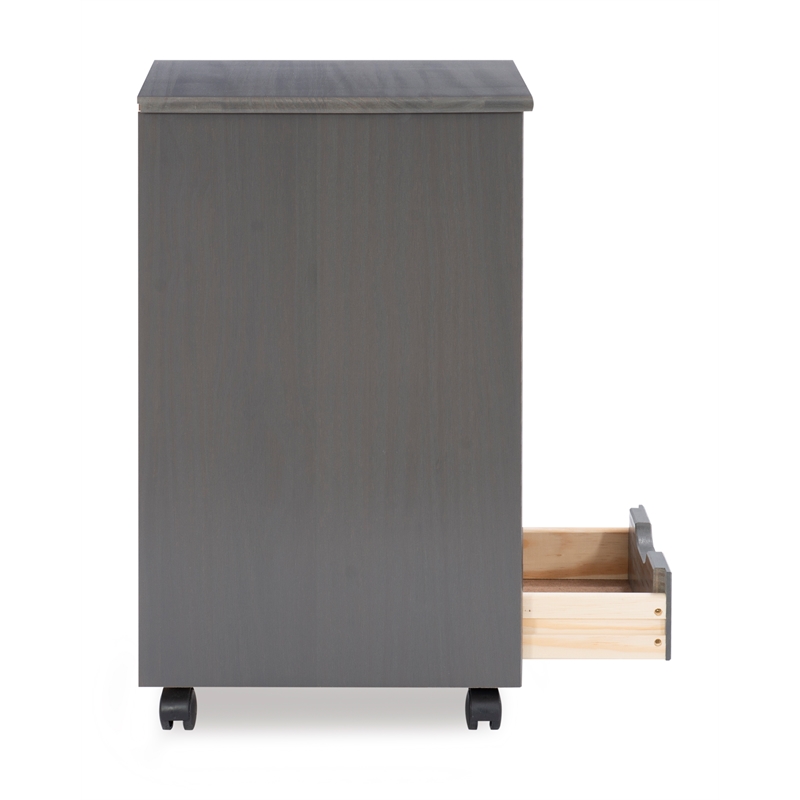 Linon Callie Six Drawer Rolling Storage Cart in Gray Wood