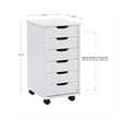 Linon Callie Six Drawer Rolling Storage Cart in White Wash Wood