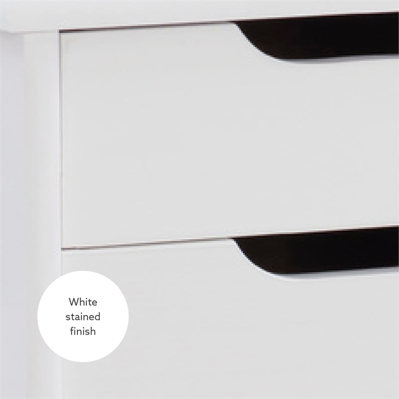 Linon Callie Six Drawer Rolling Storage Cart in White Wash Wood