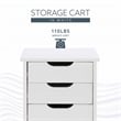 Linon Callie Six Drawer Rolling Storage Cart in White Wash Wood