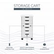 Linon Callie Six Drawer Rolling Storage Cart in White Wash Wood