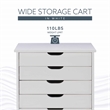 Linon Callie Six Drawer Wide Rolling Cart in White Wash Wood