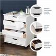 Linon Callie Six Drawer Wide Rolling Cart in White Wash Wood