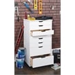 Linon Callie Eight Drawer Rolling Storage Cart in White Wash Wood