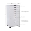 Linon Callie Eight Drawer Rolling Storage Cart in White Wash Wood