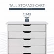 Linon Callie Eight Drawer Rolling Storage Cart in White Wash Wood
