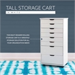 Linon Callie Eight Drawer Rolling Storage Cart in White Wash Wood