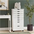Linon Callie Eight Drawer Rolling Storage Cart in White Wash Wood